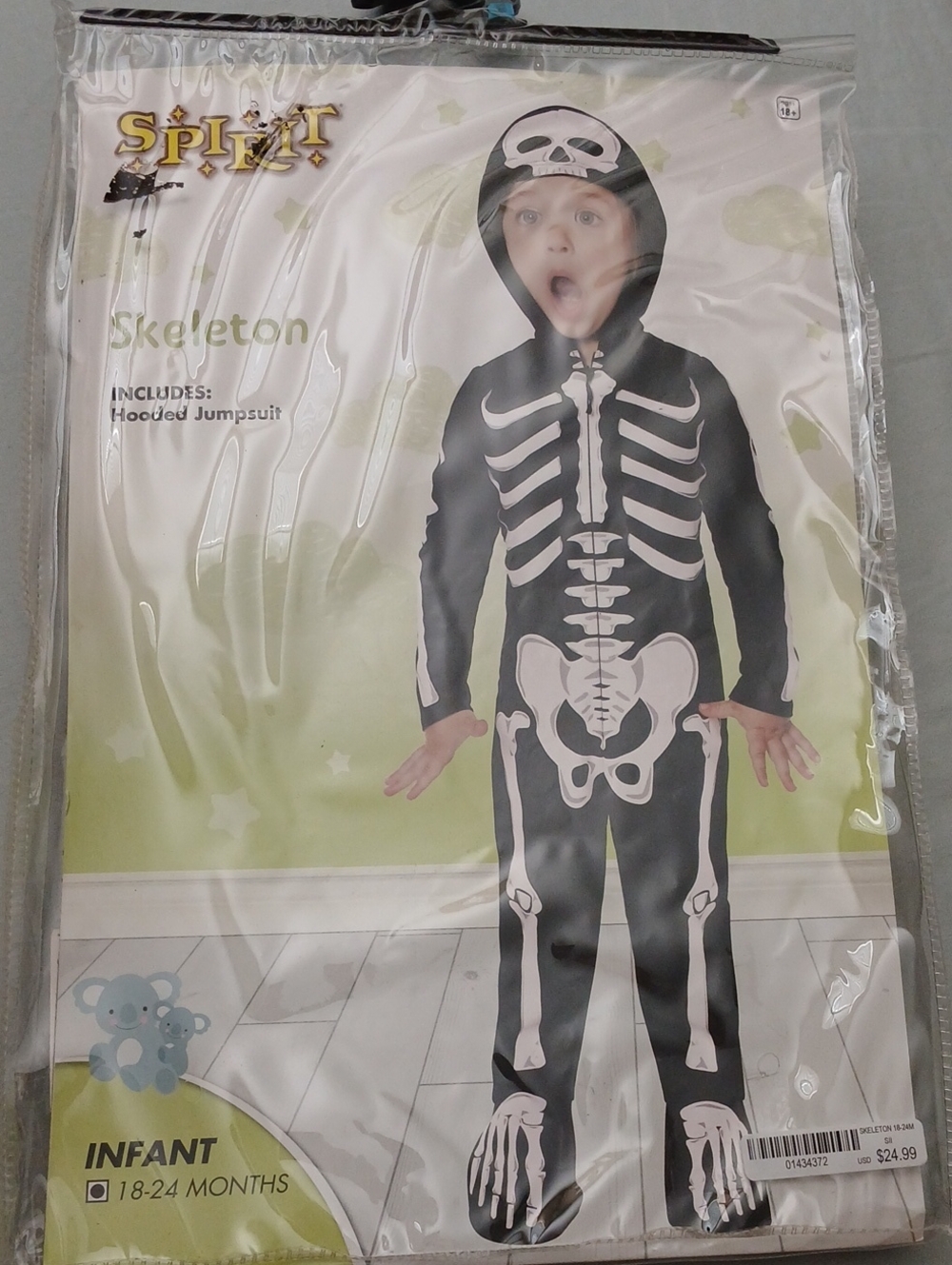 Spirit Infant Skeleton Hooded Jumpsuit Costume